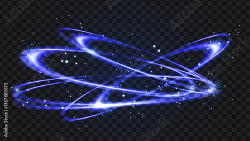  Blue Flash. The dynamics of movement. Realistic flares. Round texture in the form of a star-shaped explosion. Abstract illustration.Glowing effects. Overlay to create an interesting effect and depth.
