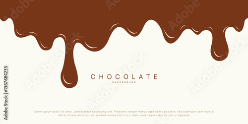Chocolate background of Modern poster, dynamic splashes and drops. Vector illustration in a flat style of minimalism	