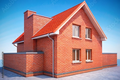 Wallpaper Mural Isometric Red Brick House Wall Architecture Design Concept - Stock Photo Torontodigital.ca
