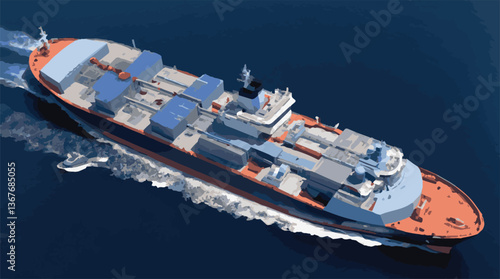 "Aerial View of Cargo Ship: 3D Rendered Maritime Transportation"


