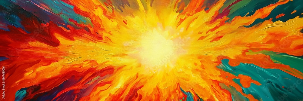 Obraz premium Fiery explosion of color radiates intensely outward.