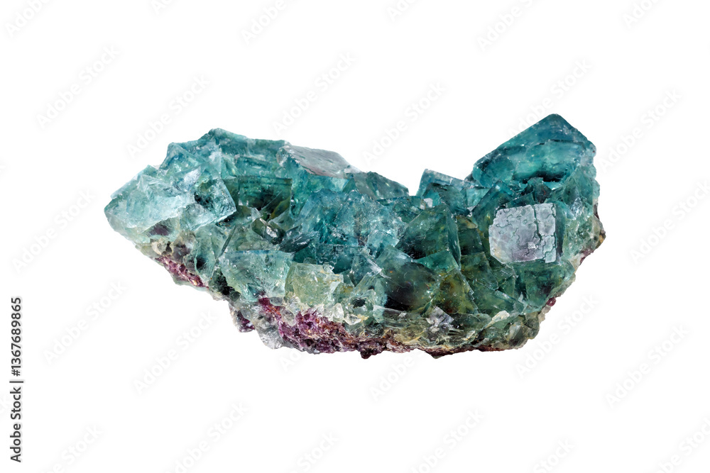 Fluorite mineral stone on a white background close up