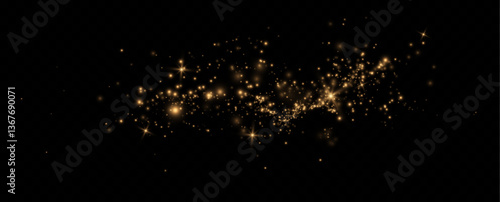 Golden sequins glow with many lights. Glittering dust. Luxurious background of golden particles.	