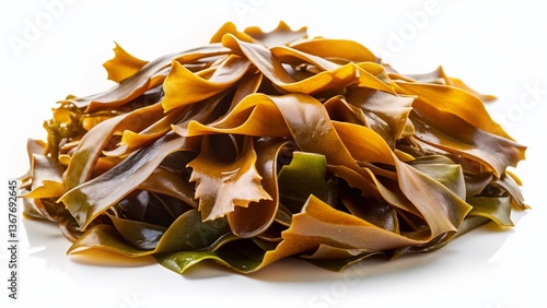 Kombu Kelp (Laminaria Ochroleuca) Seaweed Isolated on White Background - Stock Photo
