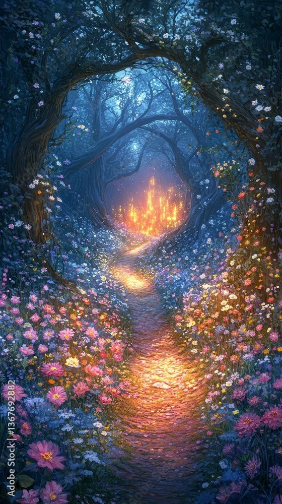 Fototapeta premium Hidden Garden Path, Wildflowers