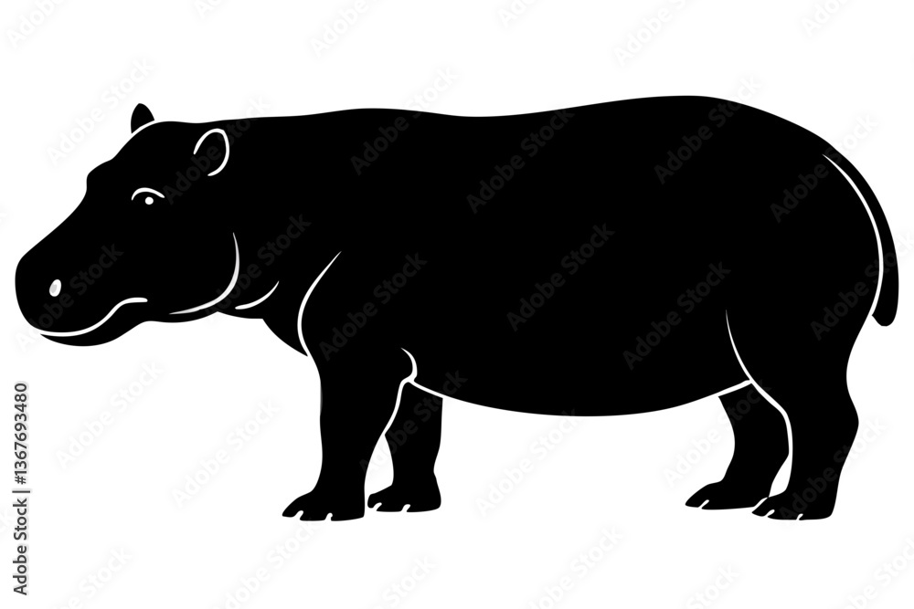 Obraz premium Hippo silhouette vector illustration