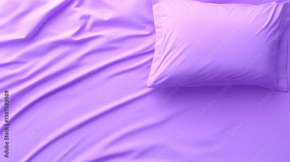 Obraz premium A purple pillow and sheets laid neatly on a bed
