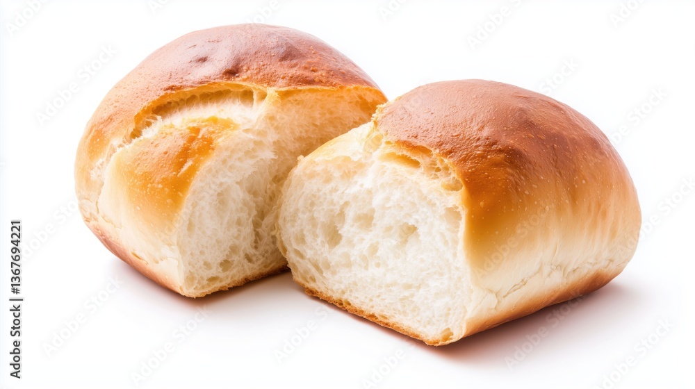 Warm Golden Bread Roll with Soft Steamy Interior Warm Golden Bread Roll with Soft Steamy Interior