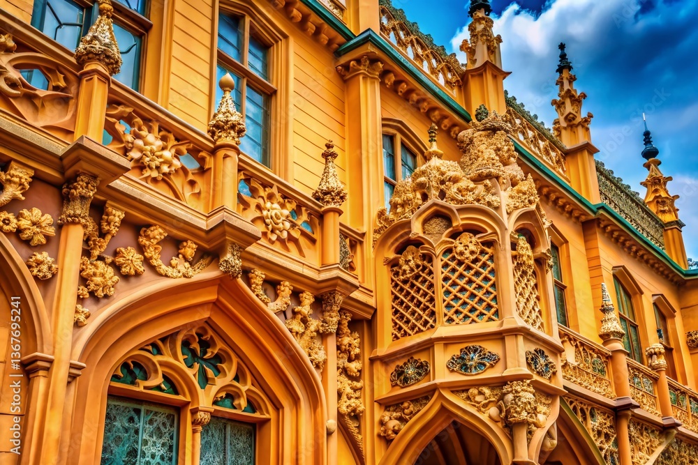 Obraz premium Lednice Castle Macro: Intricate Details of South Moravian Architecture