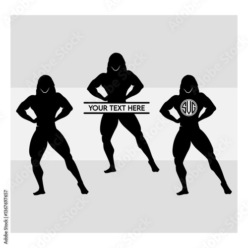 Weight Lifting Women SVG, Gym Svg, Muscle Women Svg, Female Body Builder Silhouette, Workout Svg, Fitness Svg, Silhoette, Weights Svg, Split Monogram, Cilcle Monogram