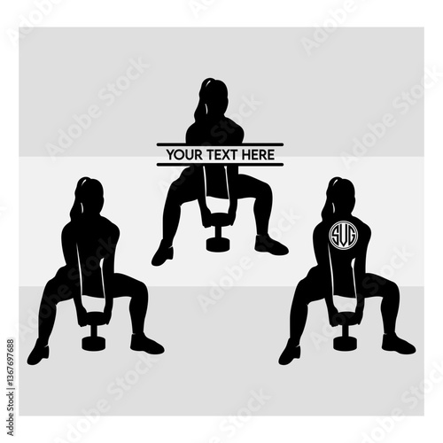 Weight Lifting Women SVG, Gym Svg, Muscle Women Svg, Female Body Builder Silhouette, Workout Svg, Fitness Svg, Silhoette, Weights Svg, Split Monogram, Cilcle Monogram