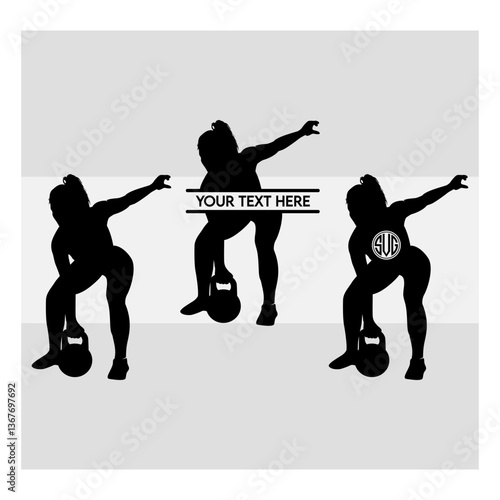 Weight Lifting Women SVG, Gym Svg, Muscle Women Svg, Female Body Builder Silhouette, Workout Svg, Fitness Svg, Silhoette, Weights Svg, Split Monogram, Cilcle Monogram