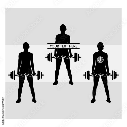 Weight Lifting Women SVG, Gym Svg, Muscle Women Svg, Female Body Builder Silhouette, Workout Svg, Fitness Svg, Silhoette, Weights Svg, Split Monogram, Cilcle Monogram