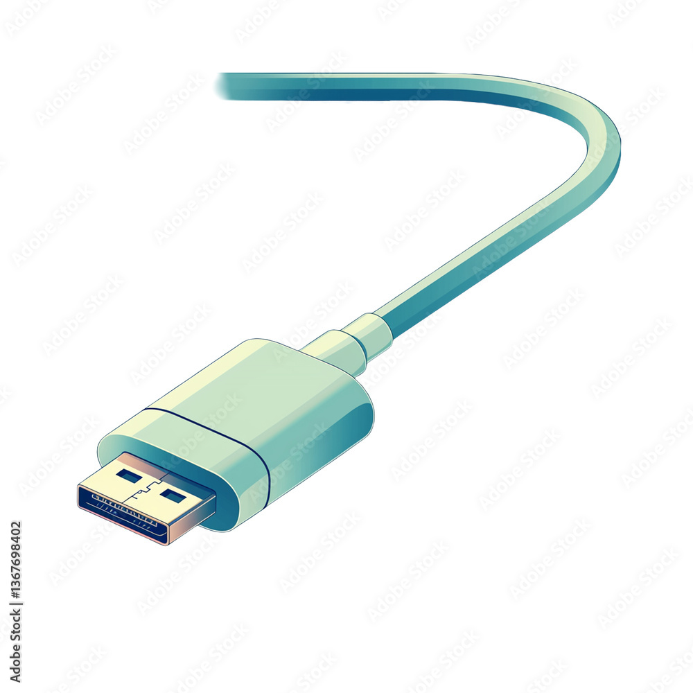 Blue USB Cable Isolated on Black Background, Connecting Technology, Modern Digital Connector, Computer Accessory Blue USB Cable Isolated on Black Background, Connecting Technology, Modern Digital Connector, Computer Accessory