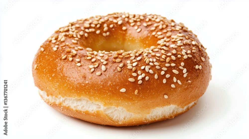 Warm Golden Sesame Bagel with Shiny Crust Warm Golden Sesame Bagel with Shiny Crust
