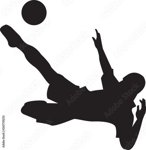 silhouette football player ready to shoot the ball