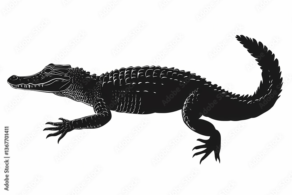 Fototapeta premium Alligator silhouette on white background vector design