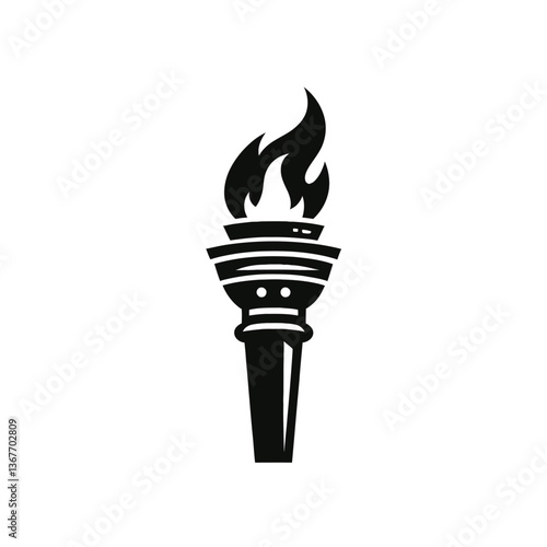 torch light logo silhouette black color vector black color vector isolated white background 