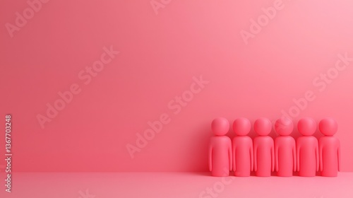 Wallpaper Mural World Cancer Day inspires research and better care. Six pink figures against a solid pink background. Torontodigital.ca