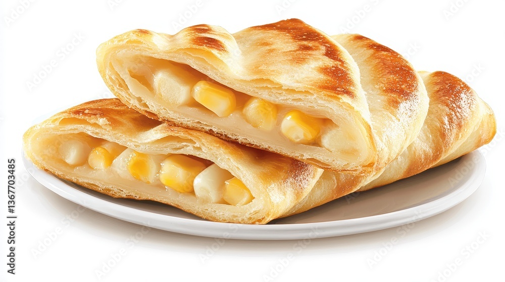 Delicious Sweet Corn Pastry on a Plate. Delicious Sweet Corn Pastry on a Plate.
