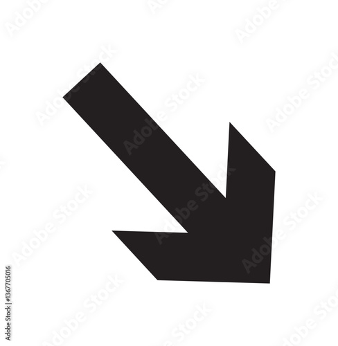 FLECHE OBLIQUE VERS LE BAS - ILLUSTRATION VECTORIELLE