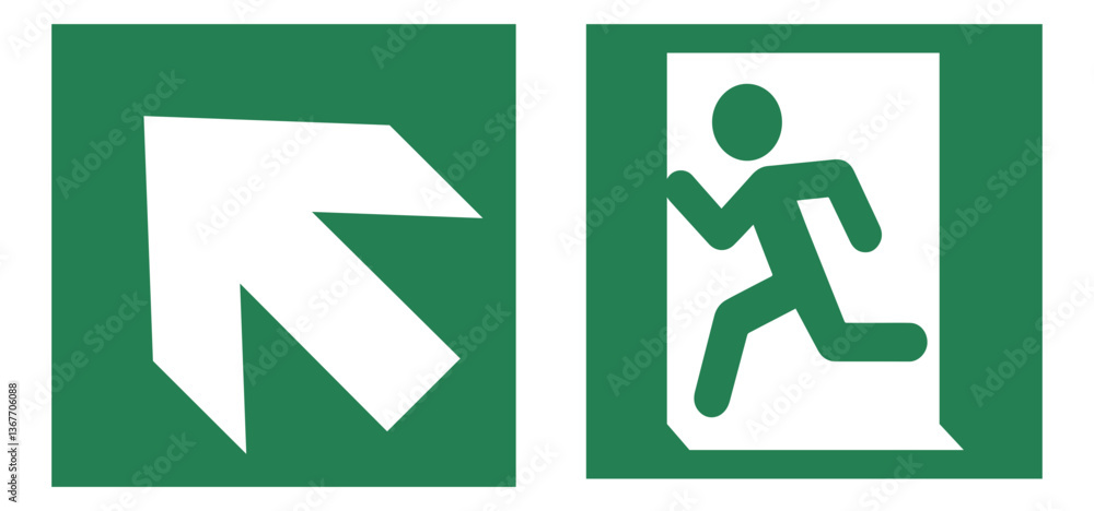 Emergency Exit Signs –Evacuation Direction Icons Emergency Exit Signs –Evacuation Direction Icons