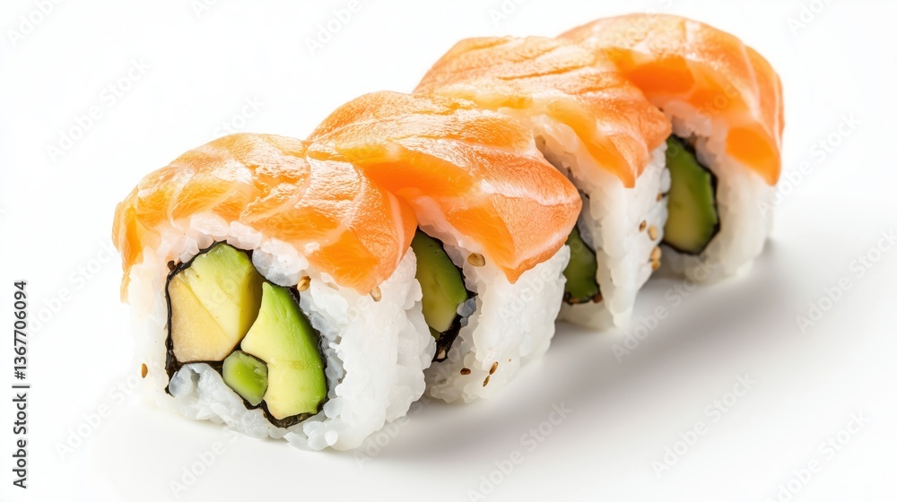Vibrant Sushi Roll with Salmon and Avocado Vibrant Sushi Roll with Salmon and Avocado