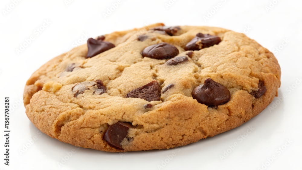 Close-Up of a Freshly Baked Chocolate Chip Cookie on a White Background
Close-Up of a Freshly Baked Chocolate Chip Cookie on a White Background