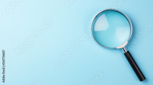 Wallpaper Mural close-up of magnifying glass on plain surface, minimalist background, with copy space for text Torontodigital.ca
