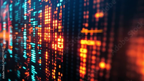 Wallpaper Mural Digital data visualization Abstract technology and information flow in vibrant colors, showcasing futuristic cityscape. Torontodigital.ca