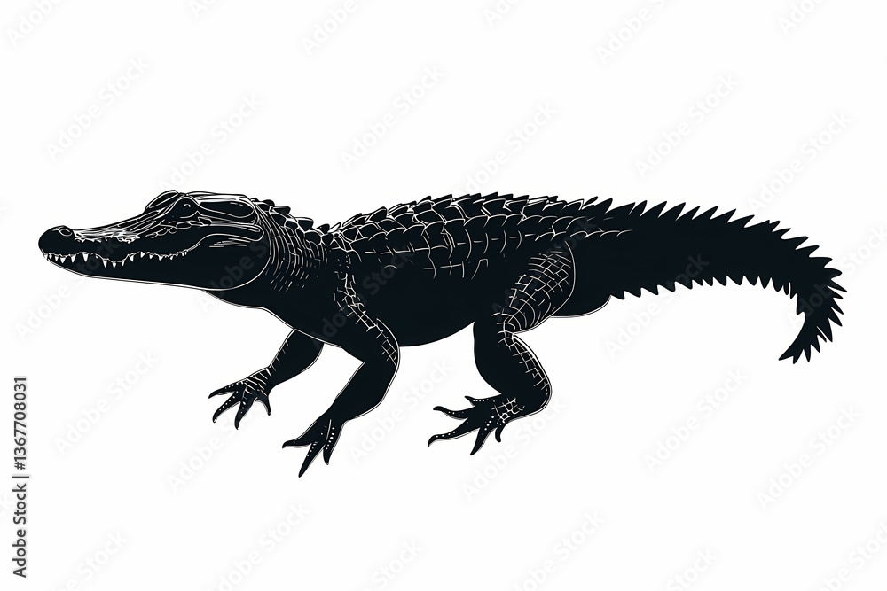 Crocodile silhouette on white background, vector design Crocodile silhouette on white background, vector design