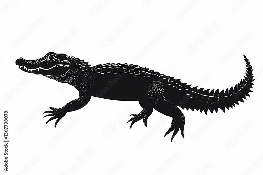 Naklejka premium Crocodile silhouette on white background, vector design