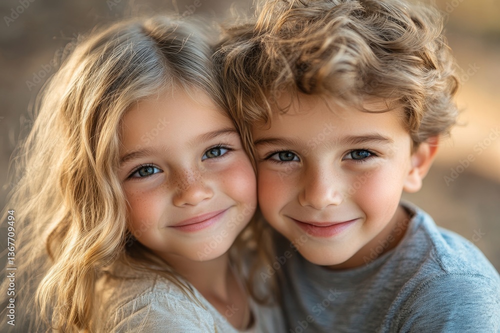 close up portrait of cheerful little girl and boy close up portrait of cheerful little girl and boy