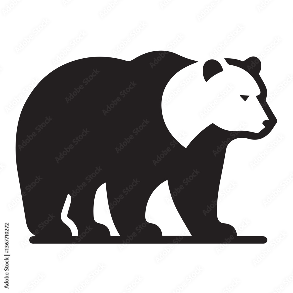Fototapeta premium Bear silhouette black and white vector icon