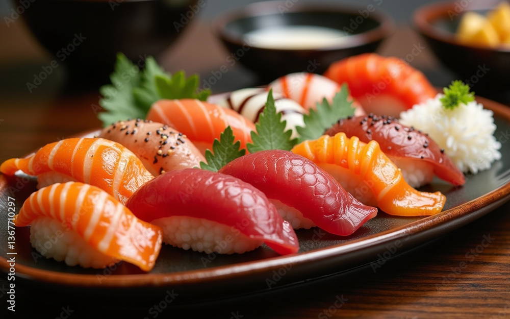 Fresh sushi ready to serve Fresh sushi ready to serve