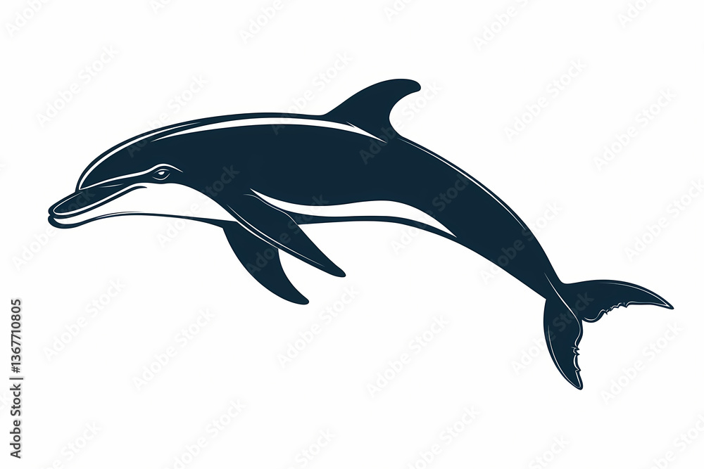 Obraz premium Dolphin silhouette on white background with vector design