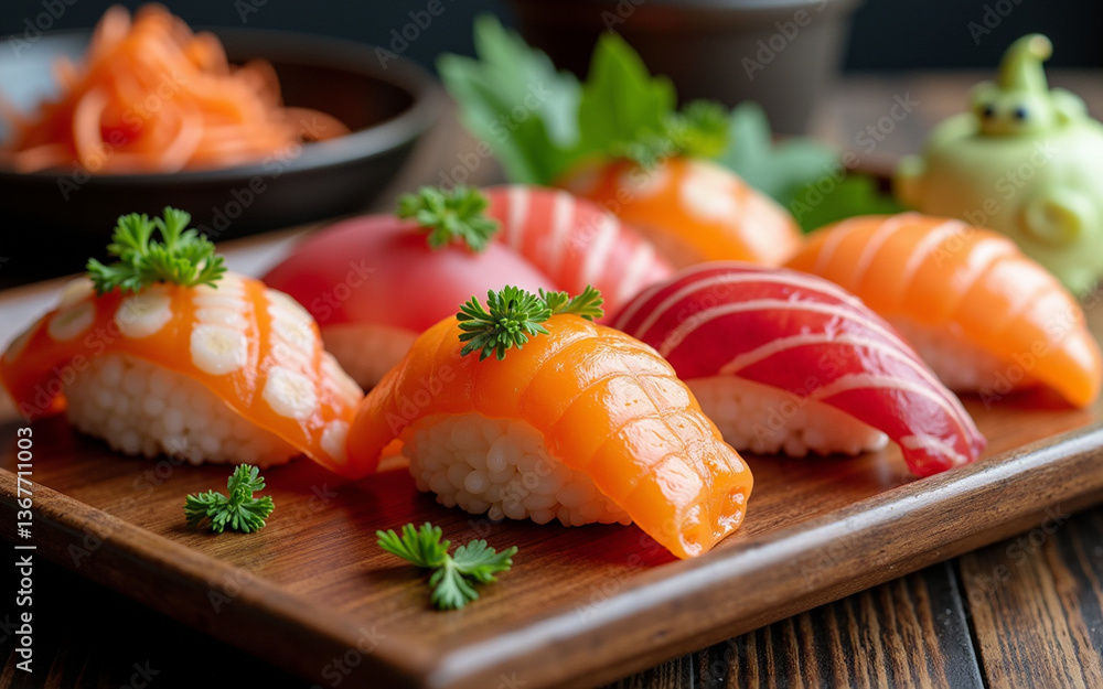 Fresh sushi ready to serve Fresh sushi ready to serve