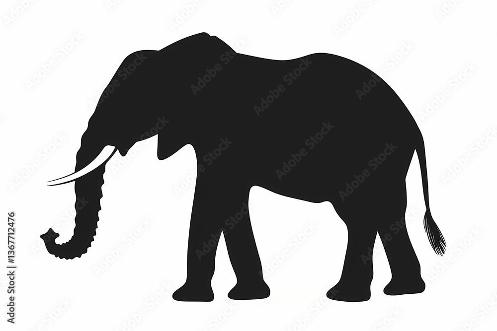 Fototapeta premium Elephant silhouette on white background vector design