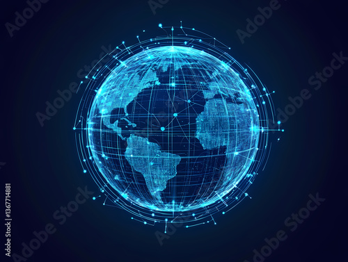Globe with digital grid and vector logo design