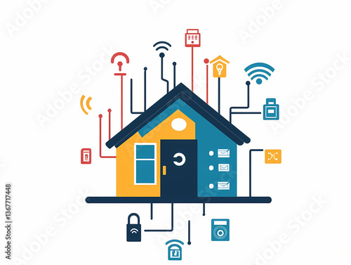 Smart home automation vector logo design