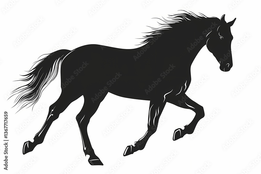 Obraz premium Horse silhouette on white background, vector design