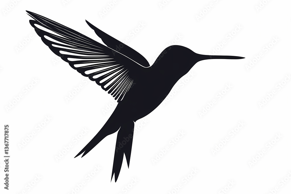Fototapeta premium Hummingbird silhouette on white background vector design