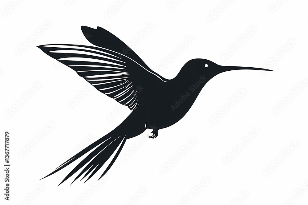 Obraz premium Hummingbird silhouette on white background vector design