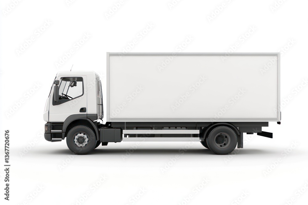 Isolated Delivery Truck with White Box, Ideal for Branding Mockups Isolated Delivery Truck with White Box, Ideal for Branding Mockups