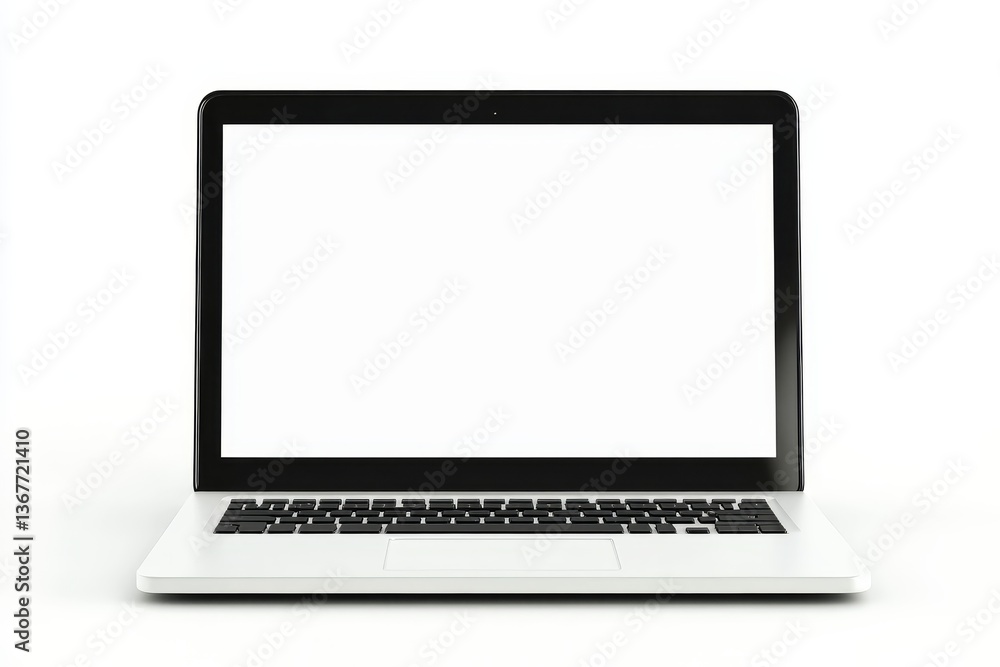 Modern Laptop Display Against White Background Modern Laptop Display Against White Background