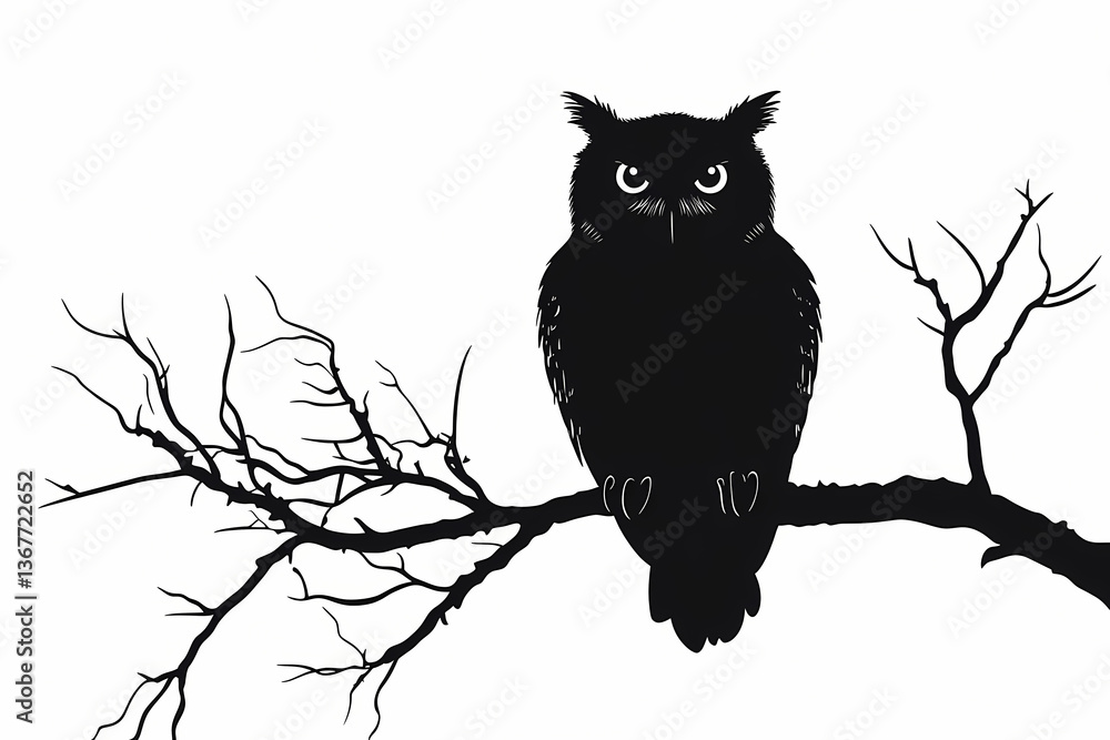 Obraz premium Owl silhouette on white background, vector design