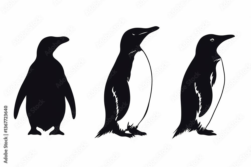 Naklejka premium Penguin silhouette on white background vector design