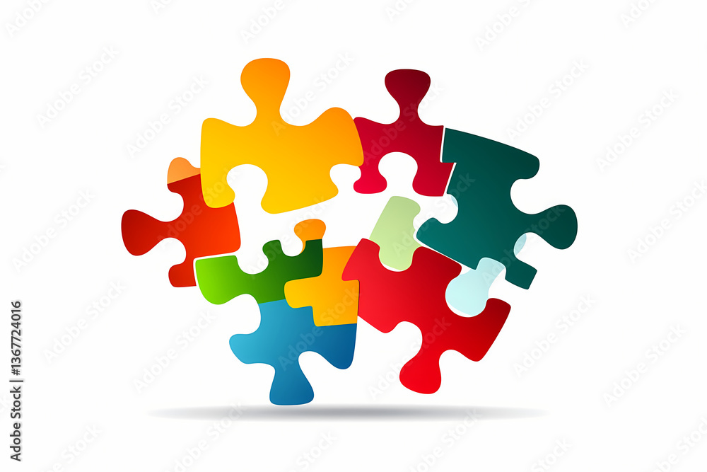Puzzle pieces fitting together collaboration vector logo design Puzzle pieces fitting together collaboration vector logo design