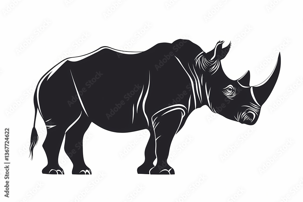 Rhino silhouette on white background vector design Rhino silhouette on white background vector design