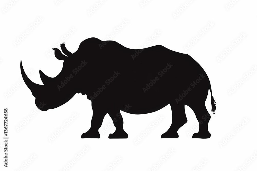 Obraz premium Rhino silhouette on white background vector design